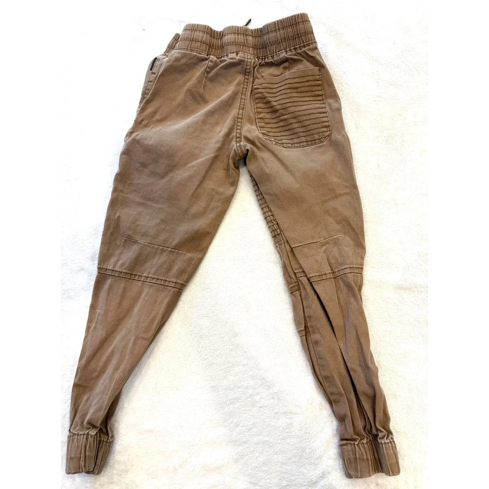 Ring of Fire Boys Brown Moto Jogger Pants‎ Size 8 RBB0237C Tan Ribbed Knee Zip